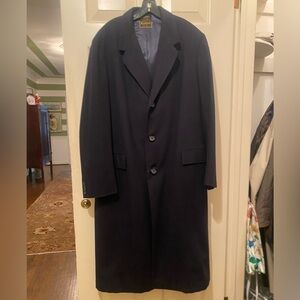 Barneys Men's Navy Overcoat